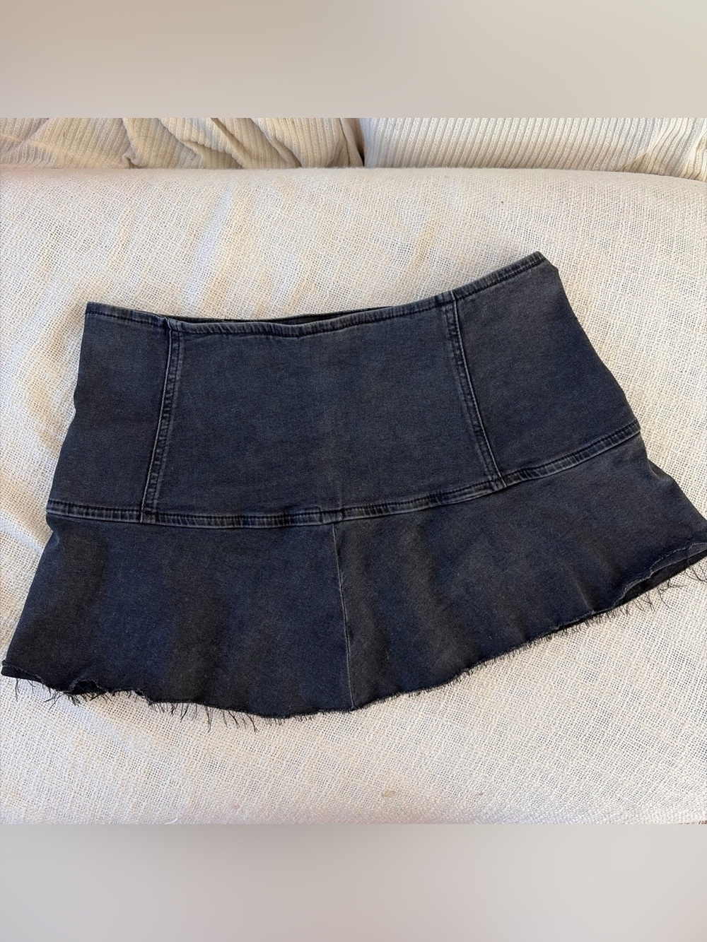 We The Free Denim Mini Skirt with Raw Edge